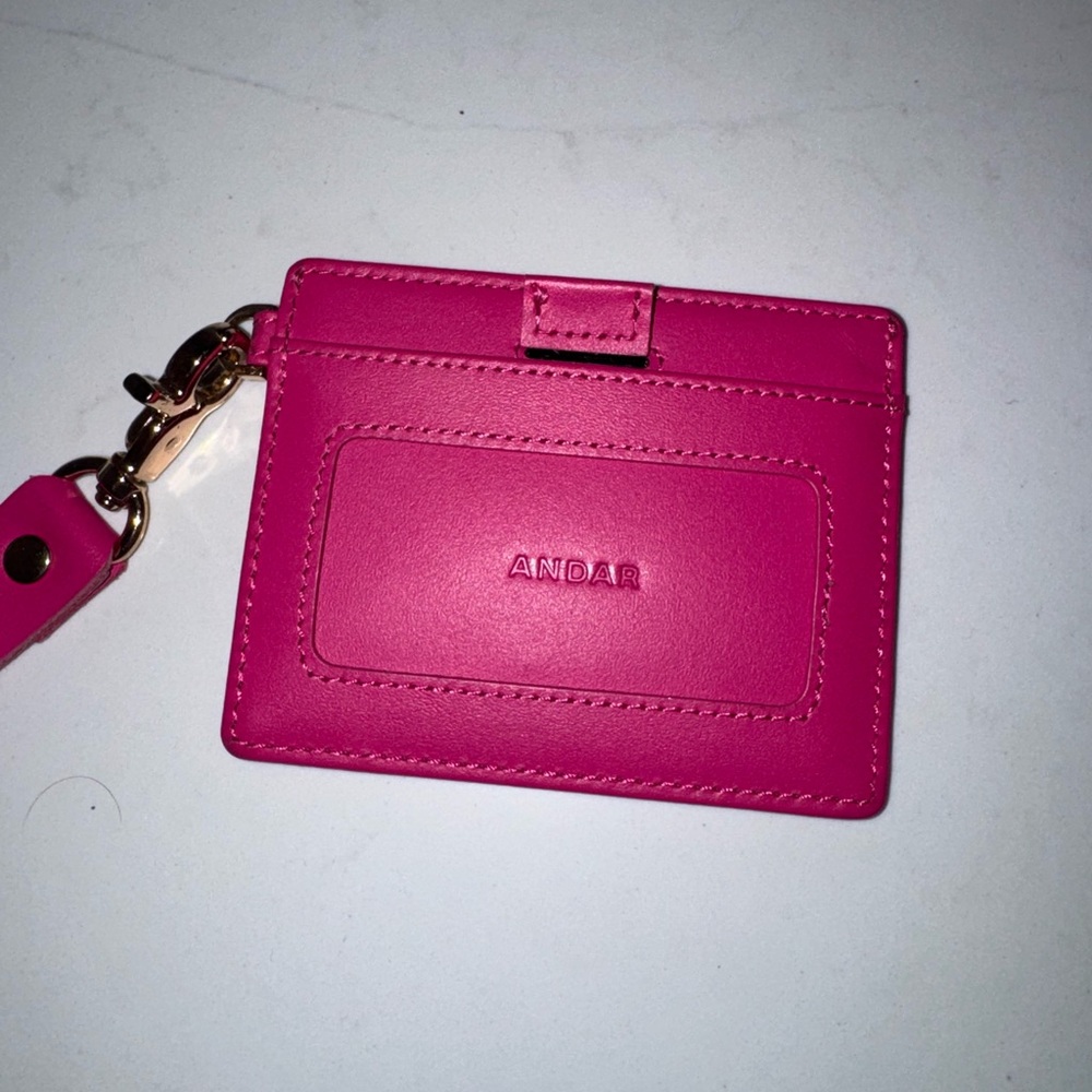Andar Pink Boa Leather Denner Wallet Wristlet